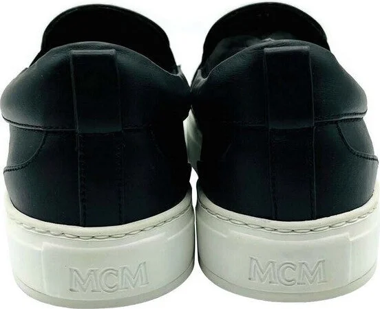 Women's Black Visetos Logo Low Top Slip On Sneaker MES9SMM40BK - Image 11