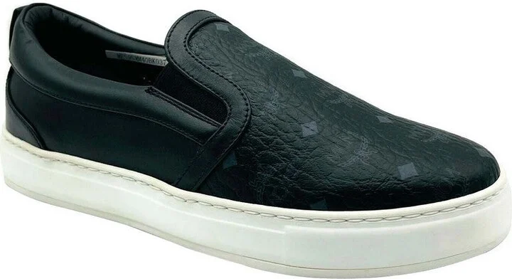 Women's Black Visetos Logo Low Top Slip On Sneaker MES9SMM40BK
