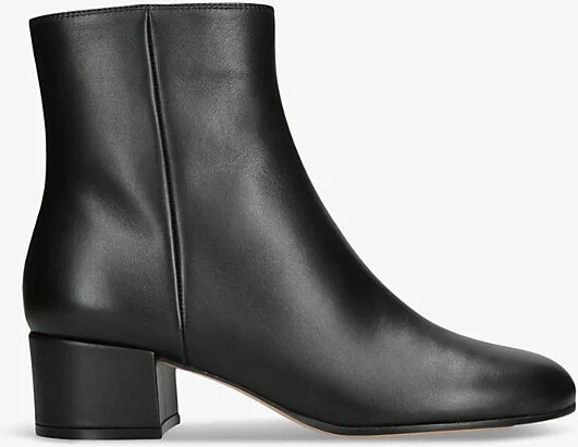 Womens Black Vitello Glove Leather Heeled Ankle Boots Eur 39 / 6 Uk Women