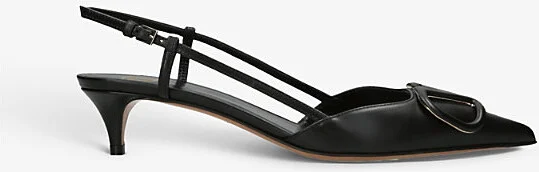 Womens Black Vlogo 40 Pointed-Toe Leather Slingback Courts Eur 39 / 6 Uk Women