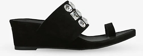 Womens Black Waira Linen Wedge Sandals Eur 39 / 6 Uk Women