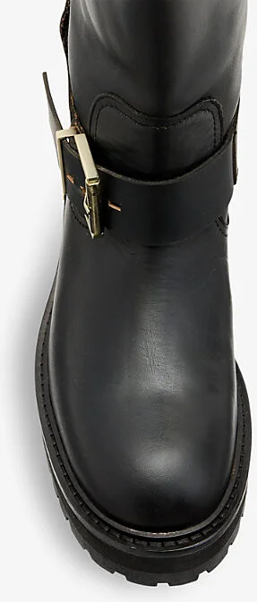 Womens Black/Warm Bra Tay Buckled Leather Knee-High Boots Eur 39 / 6 Uk Women - Image 2