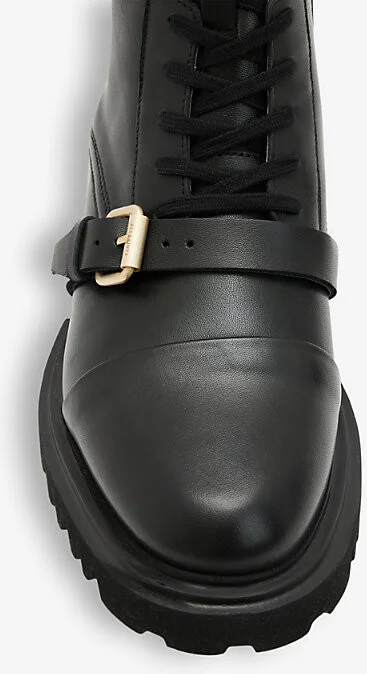 Womens Black/Warm Bra Tori Brand-Buckle Leather Ankle Boots Eur 37 / 4 Uk Women - Image 2