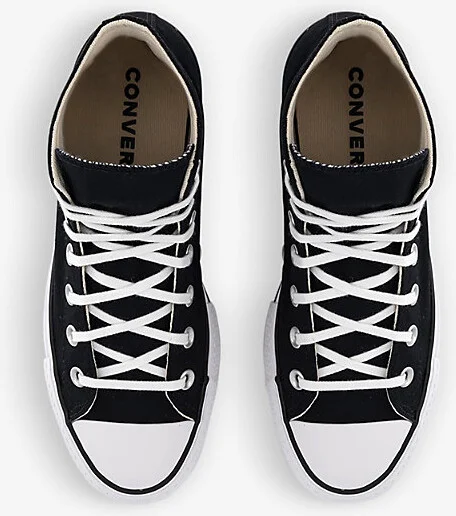 Womens Black White All Star Lift High-Top Flatform Trainers Eur 37 / 4 Uk Women - Image 2