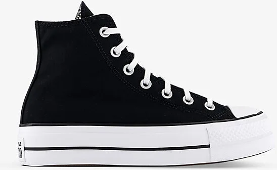 Womens Black White All Star Lift High-Top Flatform Trainers Eur 37 / 4 Uk Women