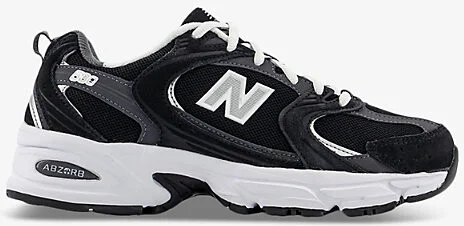 Womens Black White Grey Mr530 Leather and Mesh Low-Top Trainers 9.5