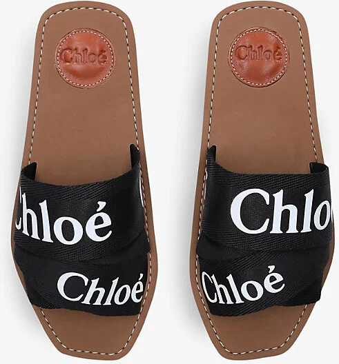 Womens Black Woody Logo-Print Canvas Sandals Eur 34 / 1 Uk Women - Image 2