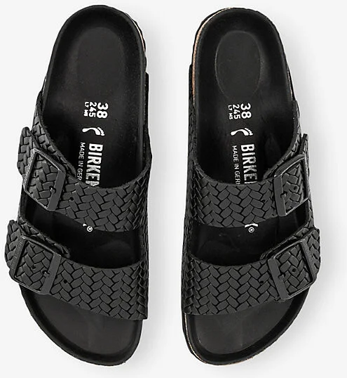 Womens Black Woven Arizona Leather Flat Sandals Eur 38/5 Uk Women - Image 2