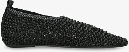 Womens Black Woven-Texture Leather Ballet Flats Eur 38/5 Uk Women