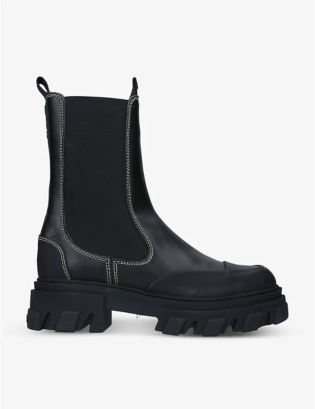 Womens Black XL Leather Chelsea Boots Eur 37 / 4 Uk Women