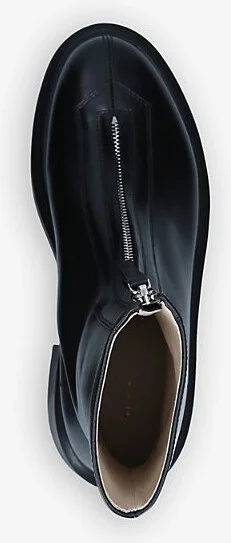 Womens Black Zipped Chunky-Sole Leather Ankle Boots Eur 39.5 / 6.5 Uk Women - Image 2