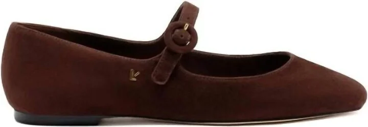Women's Blair Ballet Flat Shoes In Brown Suede