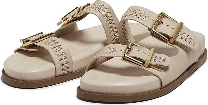 Women's Blake Embellished Leather Flat Sandals - Off White - Size 5 - Image 2