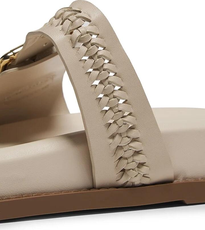 Women's Blake Embellished Leather Flat Sandals - Off White - Size 5 - Image 6