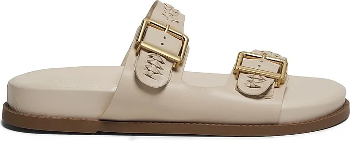 Women's Blake Embellished Leather Flat Sandals - Off White - Size 5
