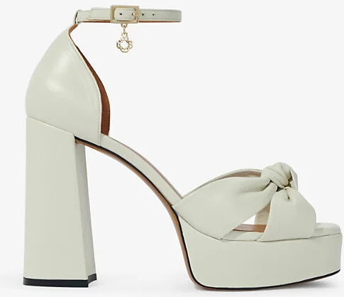 Womens Blanc Tie-Knot Leather Heeled Sandals Eur 39 / 6 Uk Women