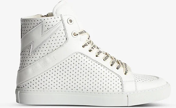 Womens Blanc Zv1747 High Flash High-Top Leather Trainers Eur 41 / 7 Uk Men