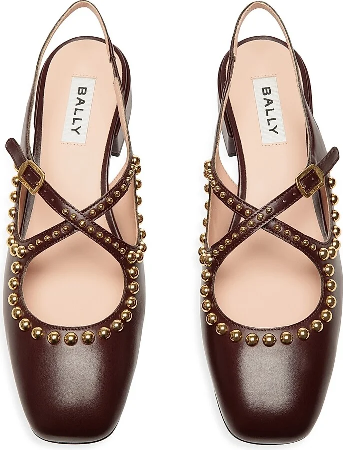 Women's Blariska 30MM Studded Leather Slingback Pumps - Bitter - Size 6.5 - Image 4