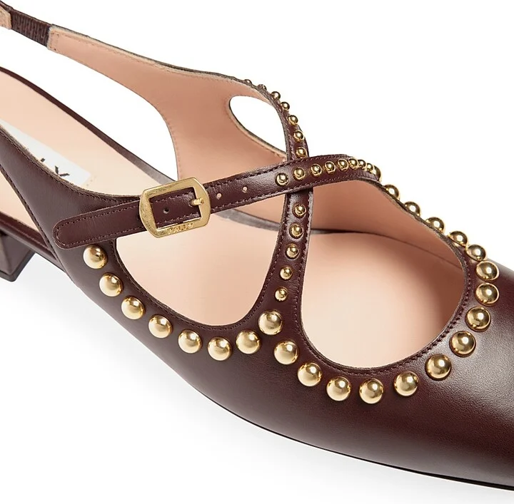 Women's Blariska 30MM Studded Leather Slingback Pumps - Bitter - Size 6.5 - Image 5