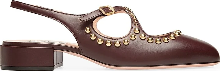 Women's Blariska 30MM Studded Leather Slingback Pumps - Bitter - Size 6.5