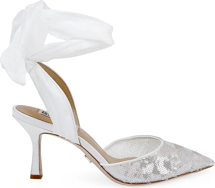 Women's Blaze 75MM Sequined Stiletto-Heel Pumps - White Sequins - Size 5