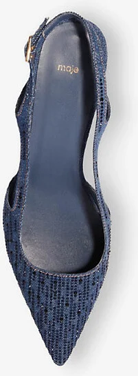 Womens Bleus Crystal-Embellished Denim Heeled Courts Eur 36 / 3 Uk Women - Image 2