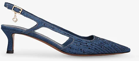 Womens Bleus Crystal-Embellished Denim Heeled Courts Eur 36 / 3 Uk Women