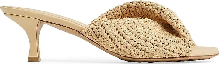 Women's Blink 50MM Woven Raffia & Leather Twist Mules - Natural - Size 6