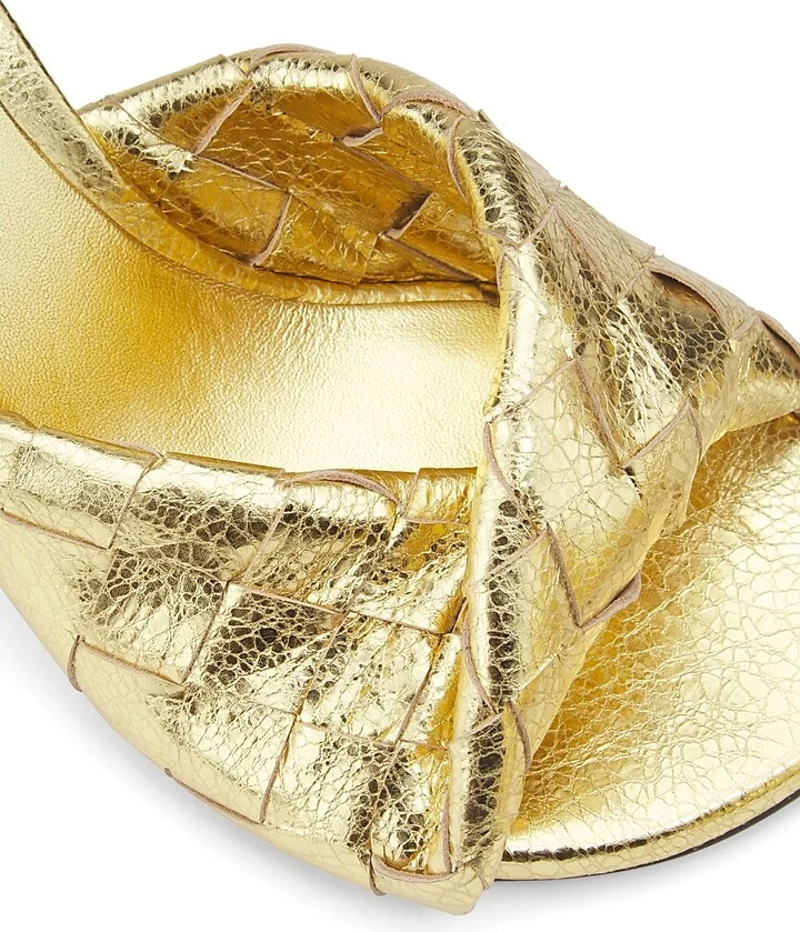 Women's Blink 80MM Metallic Intrecciato Leather Sandals - Gold - Size 5 - Image 6