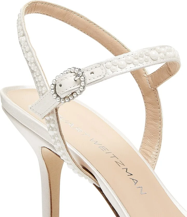 Women's Bliss 85MM Pearl-Embellished Satin Pumps - Cream Natural - Size 10 - Image 5