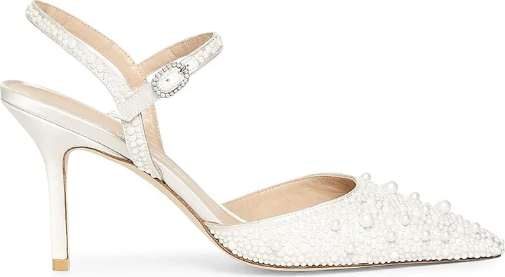 Women's Bliss 85MM Pearl-Embellished Satin Pumps - Cream Natural - Size 10