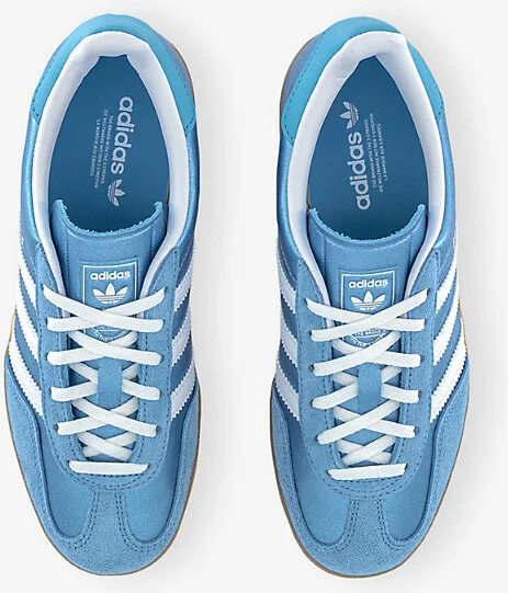 Womens Bliss Blue White Metalli Gazelle Indoor Leather Low-Top Trainers Eur 39.5 / 6.5 Uk Women - Image 2