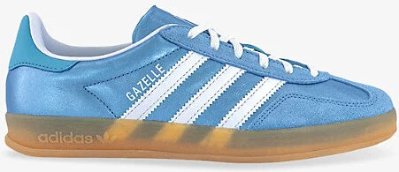 Womens Bliss Blue White Metalli Gazelle Indoor Leather Low-Top Trainers Eur 39.5 / 6.5 Uk Women