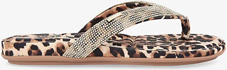 Womens Blk/Brown Riviera Jewel Leopard-Print Satin Sandals Eur 42/ 9 Uk Women