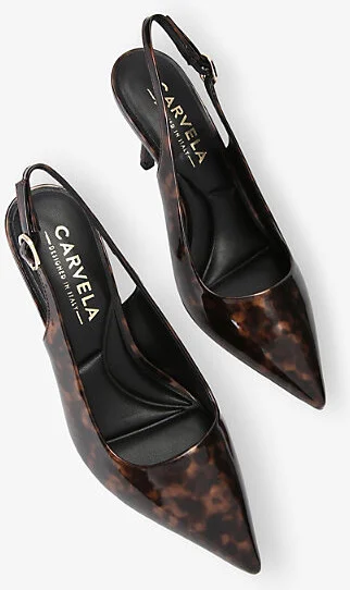 Womens Blk/Brown Spirit Leopard-Print Faux Patent-Leather Slingback Courts Eur 40 / 7 Uk Women - Image 2
