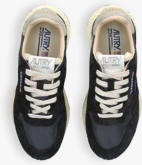 Womens Blk/Grey Reelwind Brand-Embroidered Leather and Nylon Low-Top Trainers Eur 36 / 3 Uk Women - Image 2