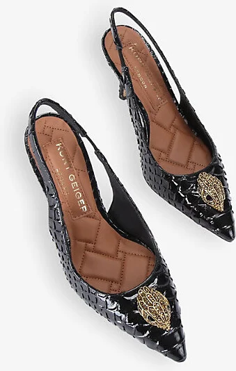 Womens Blk/Other Belgravia Eagle-Embellished Heeled Patent-Leather Slingbacks Eur 39 / 6 Uk Women - Image 2