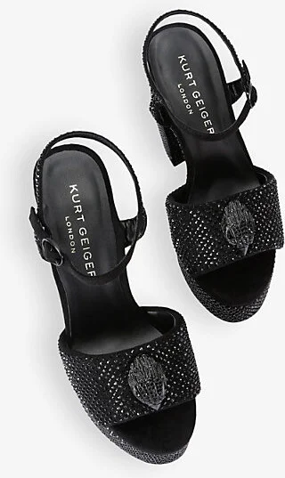 Womens Blk/Other Kensington Eagle-Embellished Platform-Heel Woven Sandals Eur 38/5 Uk Women - Image 2