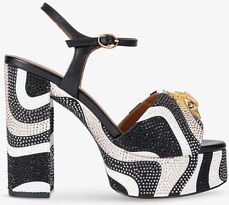 Womens Blk/Other Kensington Rhinestone-Embellished Woven Platform Sandals Eur 37 / 4 Uk Women