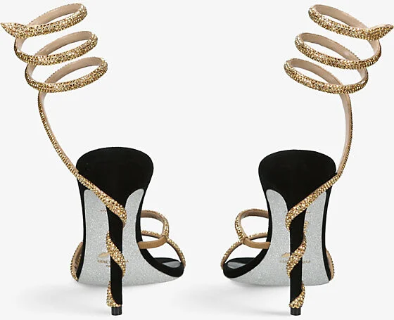 Womens Blk/Other Margot Jewelled Leather Heeled Sandals Eur 37 / 4 Uk Women - Image 2