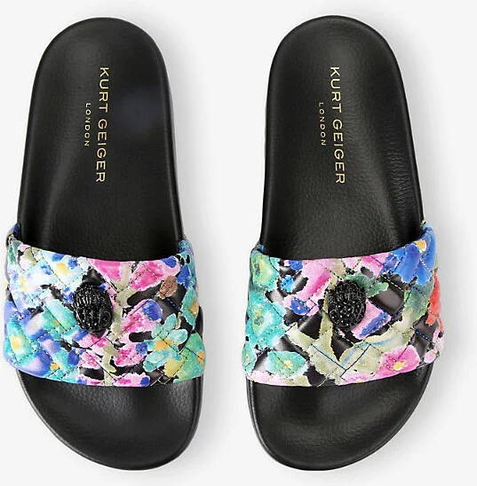 Womens Blk/Other Meena Eagle-Embellished Rubber Sliders Eur 38/5 Uk Women - Image 2