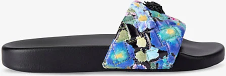 Womens Blk/Other Meena Eagle-Embellished Rubber Sliders Eur 38/5 Uk Women
