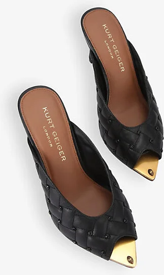 Womens Blk/Other Regent Crystal-Embellished Peep-Toe Leather Heeled Courts Eur 36 / 3 Uk Women - Image 2
