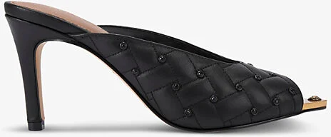 Womens Blk/Other Regent Crystal-Embellished Peep-Toe Leather Heeled Courts Eur 36 / 3 Uk Women