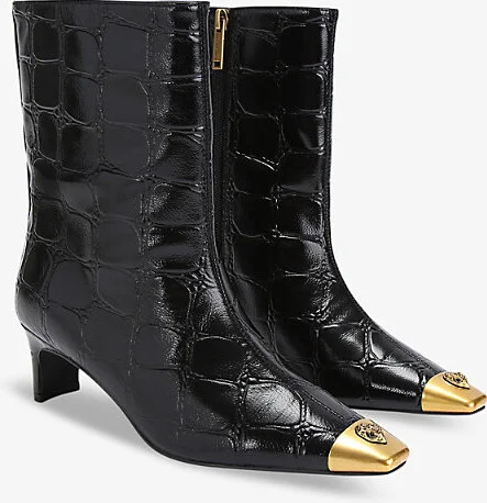 Womens Blk/Other Regent Toe-Cap Heeled Patent-Leather Ankle Boots Eur 36 / 3 Uk Women - Image 2