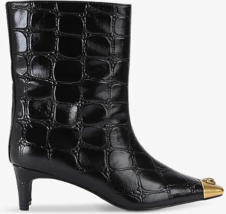 Womens Blk/Other Regent Toe-Cap Heeled Patent-Leather Ankle Boots Eur 36 / 3 Uk Women
