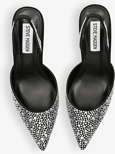 Womens Blk/Other Verged Pointed-Toe Diamante-Embellished Heels Eur 37 / 4 Uk Women - Image 2