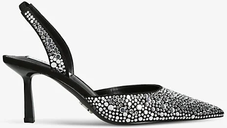 Womens Blk/Other Verged Pointed-Toe Diamante-Embellished Heels Eur 37 / 4 Uk Women