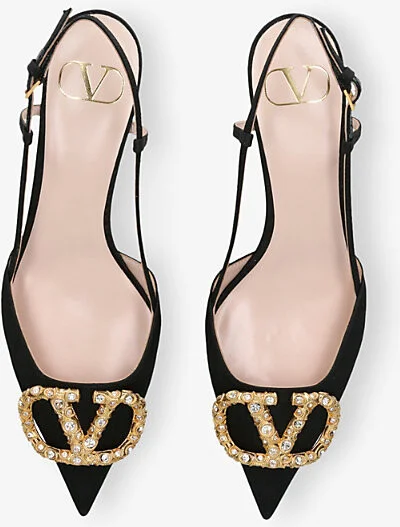 Womens Blk/Other Vlogo 40 Satin Slingback Heeled Courts Eur 36 / 3 Uk Women - Image 2