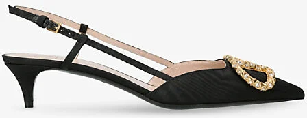 Womens Blk/Other Vlogo 40 Satin Slingback Heeled Courts Eur 36 / 3 Uk Women